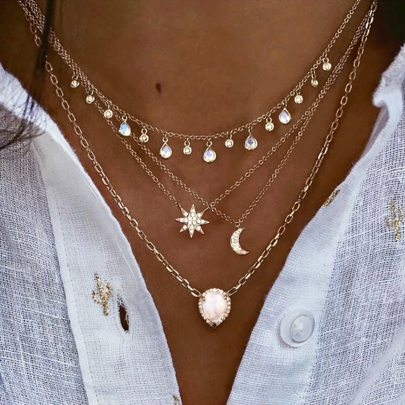 Urban Outfitters Jewelry - “Earth’s Elements” Diamond Opal Layered Necklace